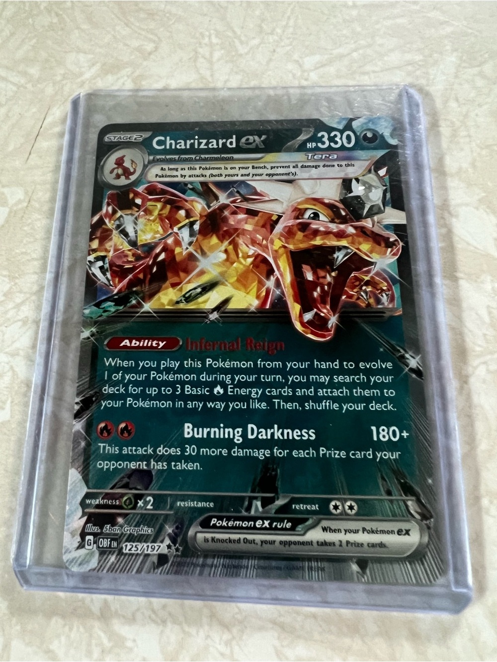 Pokemon Charizard ex Holo Card - Red, Yellow, Orange, Blue